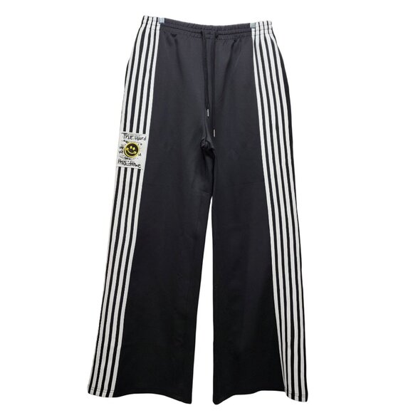 Black & White Womens Striped Easyhon Track Pants With Smiley Patch Size L - Picture 1 of 9